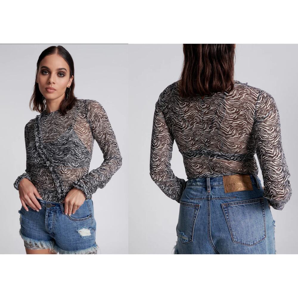 One Teaspoon‎ Ruffle Party Long sleeve Top - Interference size Med New
